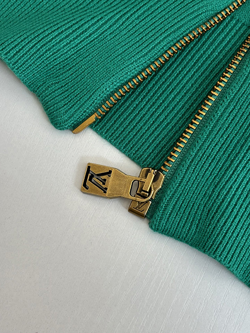 ルイヴィトン コットン混紡ニットのカラーブロックジップアップジャケット