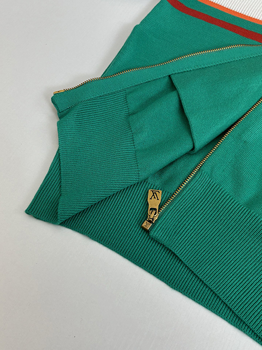 ルイヴィトン コットン混紡ニットのカラーブロックジップアップジャケット