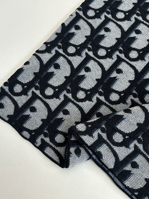 ディオール Oblique オールオーバープリントのジャカードウール混ニットクルーネック半袖Tシャツ