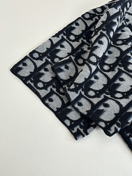 ディオール Oblique オールオーバープリントのジャカードウール混ニットクルーネック半袖Tシャツ