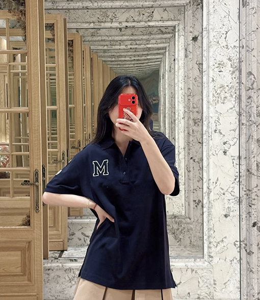 モンクレール 刺繍ロゴ半袖ポロシャツ