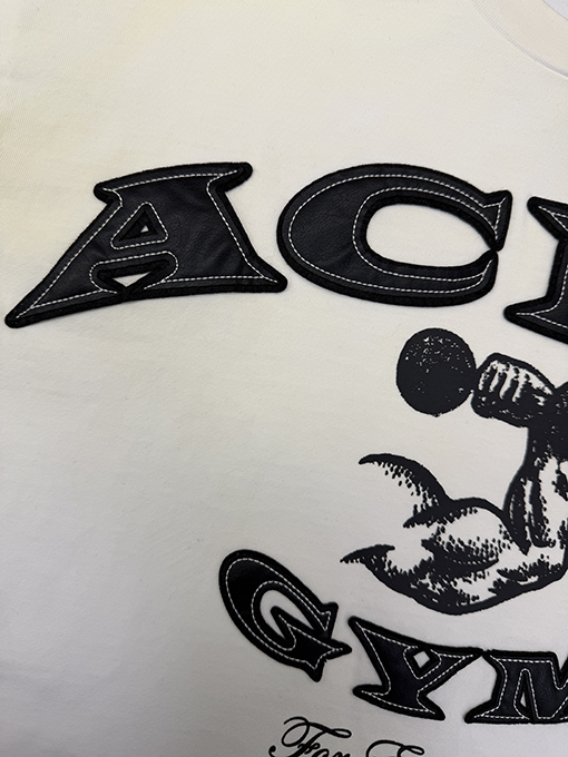 アクネストゥディオズコピー Acne Studios ダメージパッチ刺繍ロゴ半袖Tシャツ