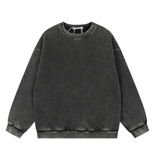 アクネストゥディオズ Clean Fit ヴィンテージの色あせダメージウォッシュのアメリカンスタイルクルーネックのスウェットシャツ