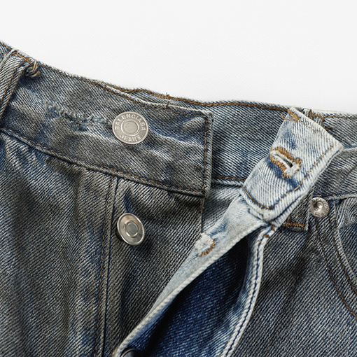 バレンシアガ Balenciaga baggy クラシックブルーのダメージオイルめ泥染め破れのジーンズ