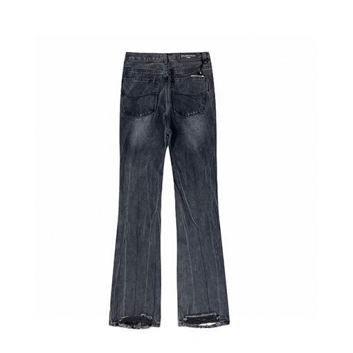 バレンシアガ Balenciaga Flared ブラックとグレーのウォッシュをしたダメージのフレアストレートレッグジーンズ