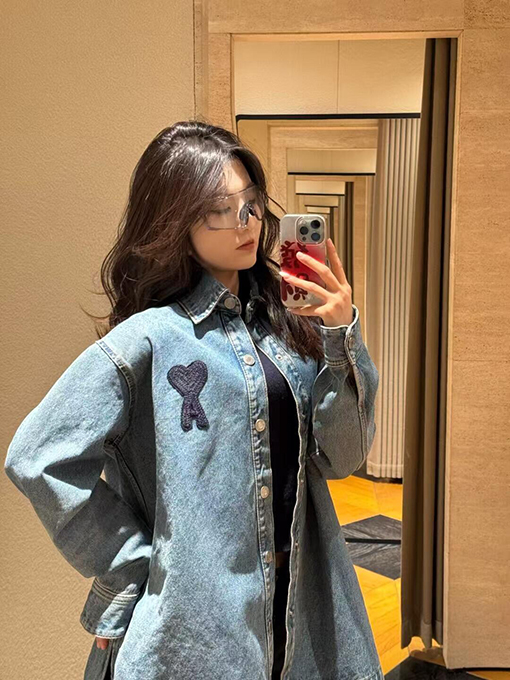 アミ ニットハートデニムジャケット