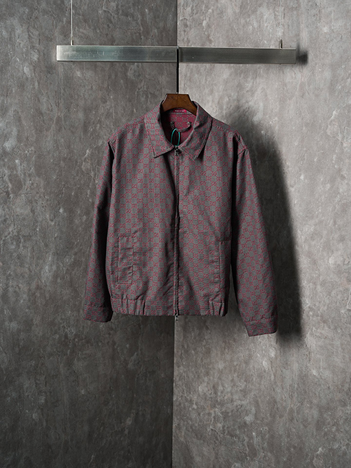 グッチ バーガンディGGオールオーバージャカードカラージップアップジャケット