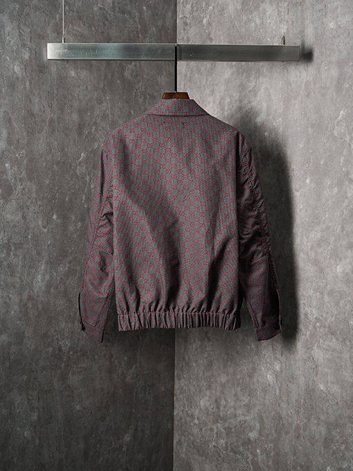 グッチ バーガンディGGオールオーバージャカードカラージップアップジャケット