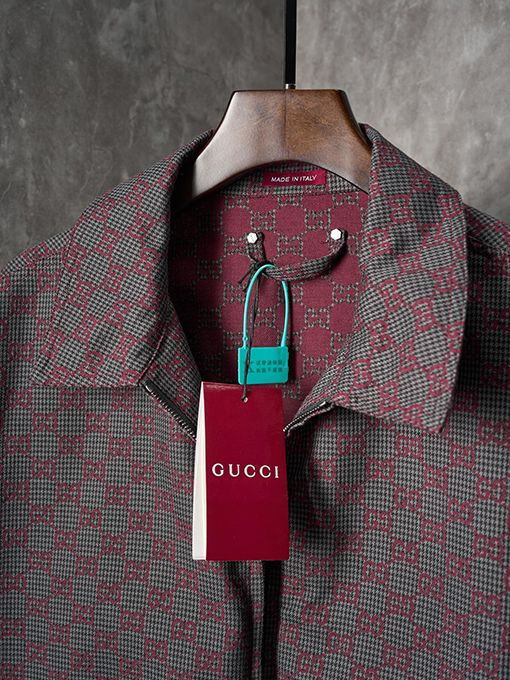 グッチ バーガンディGGオールオーバージャカードカラージップアップジャケット