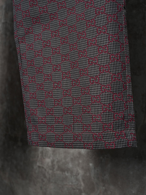 グッチ バーガンディGGオールオーバージャカードカジュアルトラウザーズ