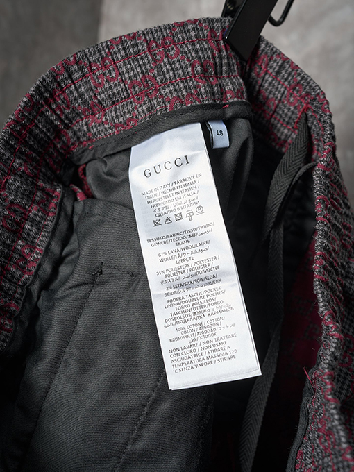 グッチ バーガンディGGオールオーバージャカードカジュアルトラウザーズ