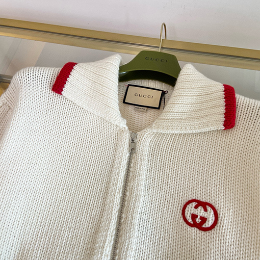 グッチスーパーコピー 装飾リボン付きウールニットカーディガン