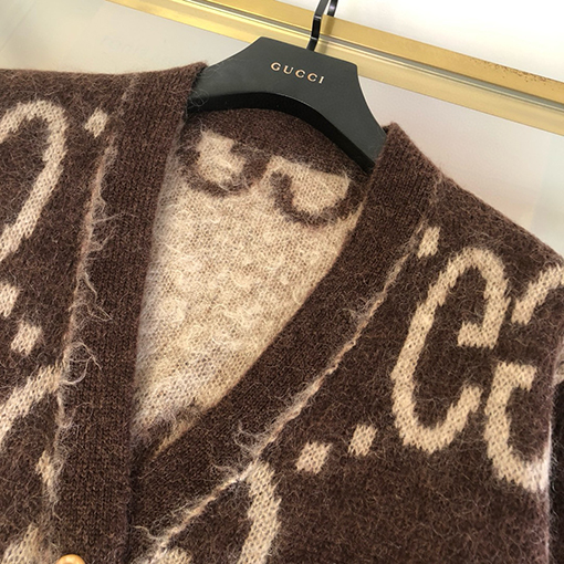 グッチ リバーシブルGGロングモヘアカーディガン