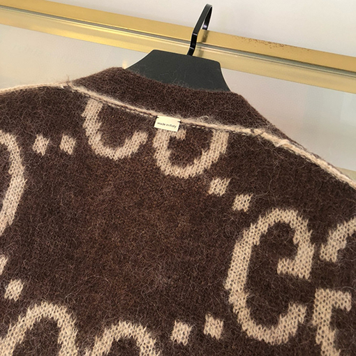 グッチ リバーシブルGGロングモヘアカーディガン