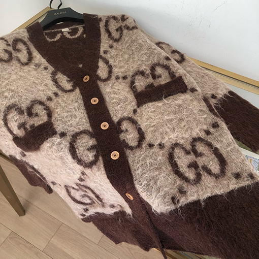 グッチ リバーシブルGGロングモヘアカーディガン