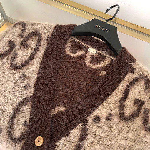 グッチ リバーシブルGGロングモヘアカーディガン