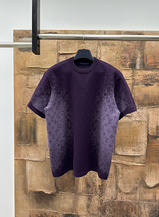 ルイヴィトン グラデーションジャカードニット半袖Tシャツ