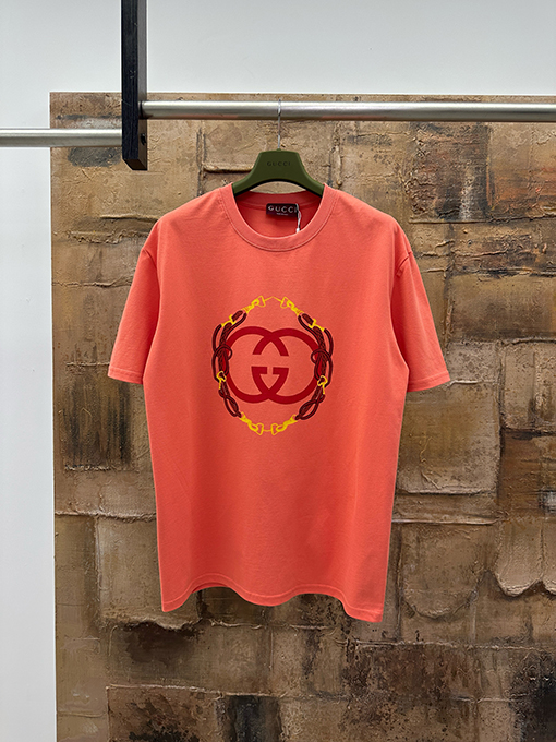 グッチコピー 刺繍プリント半袖Tシャツ