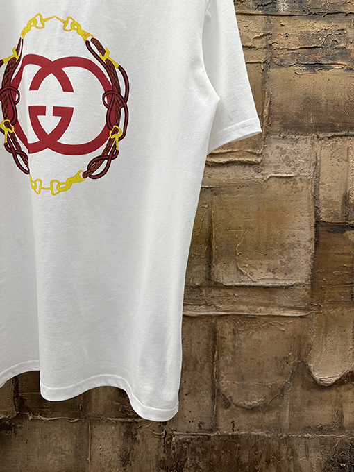 グッチコピー 刺繍プリント半袖Tシャツ