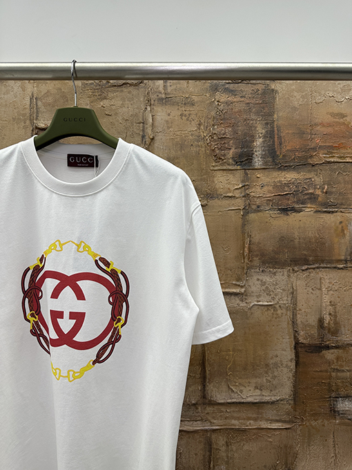 グッチコピー 刺繍プリント半袖Tシャツ