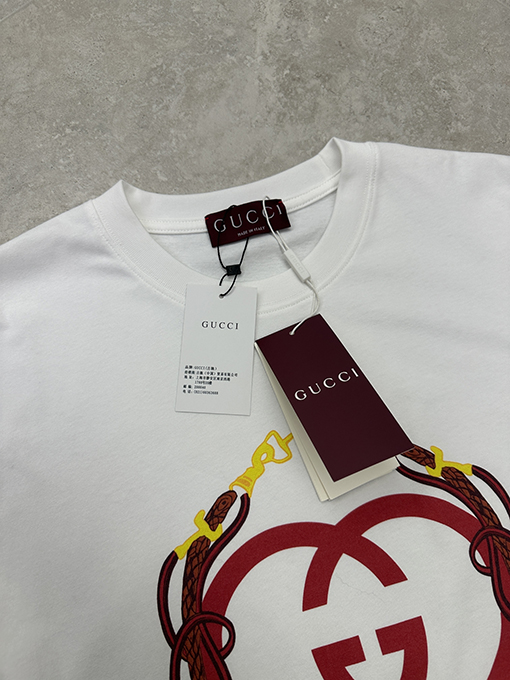 グッチコピー 刺繍プリント半袖Tシャツ