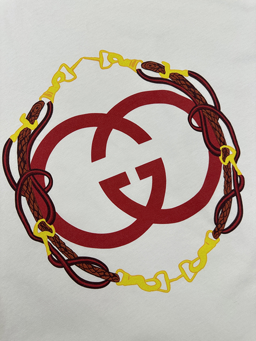 グッチコピー 刺繍プリント半袖Tシャツ