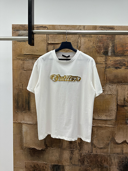 ルイヴィトン スパンコール刺繍半袖Tシャツ