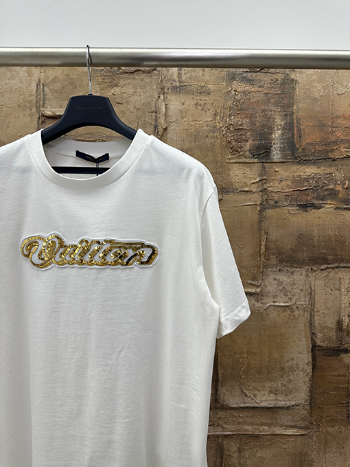 ルイヴィトン スパンコール刺繍半袖Tシャツ