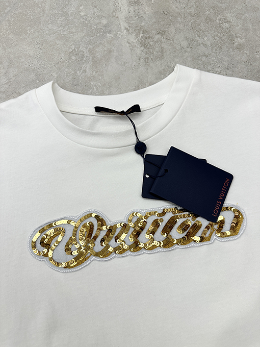 ルイヴィトン スパンコール刺繍半袖Tシャツ