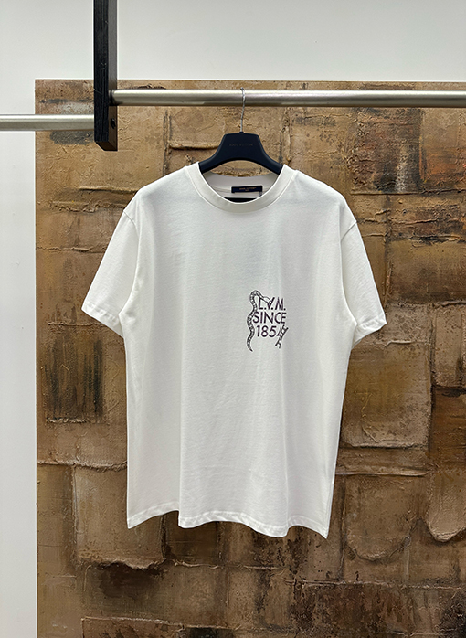 ルイヴィトンスーパーコピー チェック柄スネークプリント半袖Tシャツ