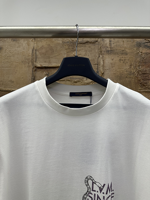 ルイヴィトンスーパーコピー チェック柄スネークプリント半袖Tシャツ