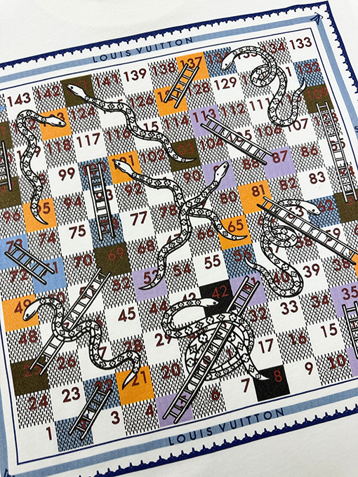 ルイヴィトンスーパーコピー チェック柄スネークプリント半袖Tシャツ