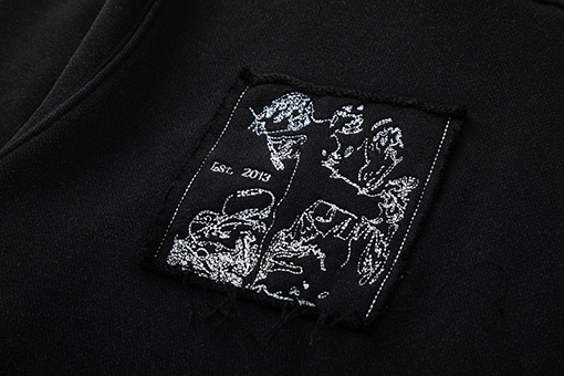 オフホワイト 新しいポートレートウォッシュのダメージフード付きスウェットシャツ