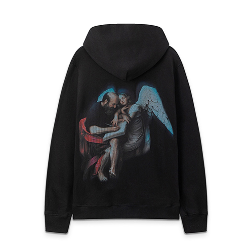 オフホワイト エンジェルエルダー ルーズフード付きスウェットシャツ