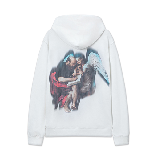 オフホワイト エンジェルエルダー ルーズフード付きスウェットシャツ