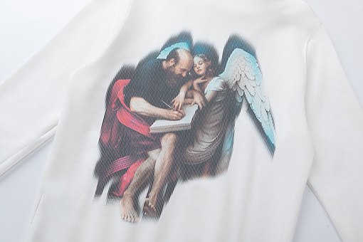 オフホワイト エンジェルエルダー ルーズフード付きスウェットシャツ