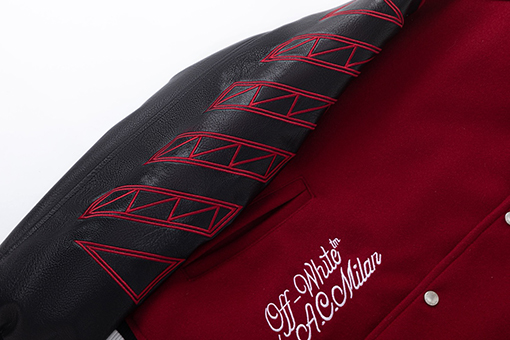 オフホワイト 刺繍パッチワークベースボールジャケット