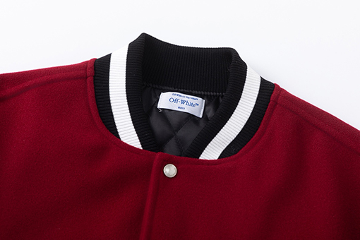 オフホワイト 刺繍パッチワークベースボールジャケット