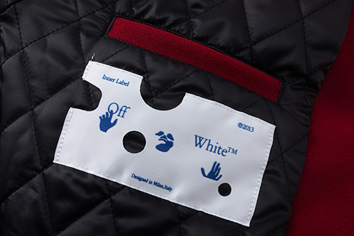 オフホワイト 刺繍パッチワークベースボールジャケット