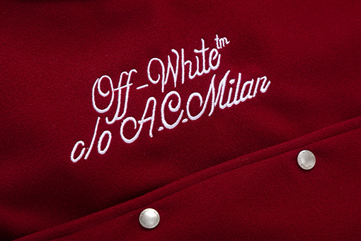 オフホワイト 刺繍パッチワークベースボールジャケット