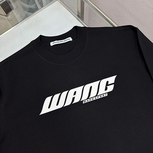 アレキサンダーワン Alexander Wang 胸に厚のフォームデザインとロゴが入った長袖シャツ