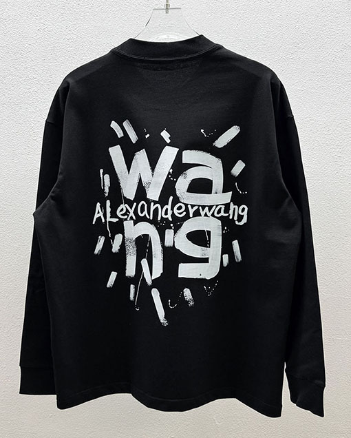 アレキサンダーワン Alexander Wang 新モデル文字ロゴデジタル直噴長袖シャツ
