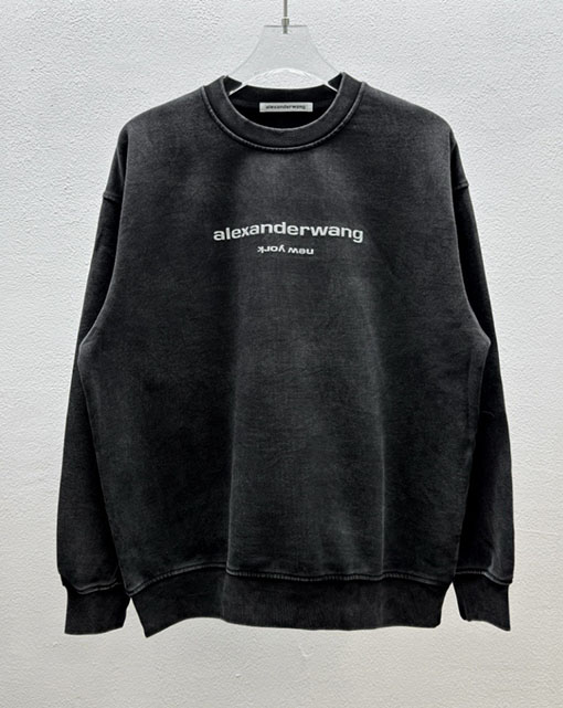 アレキサンダーワン Alexander Wang 新モデルバブルウォッシュのダメージクルーネックスウェットシャツ