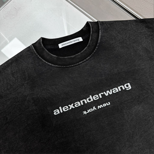 アレキサンダーワン Alexander Wang 新モデルバブルウォッシュのダメージクルーネックスウェットシャツ
