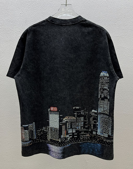 アレキサンダーワン alexanderwang 上海スカイラインクリスタルラインストーン半袖Tシャツ
