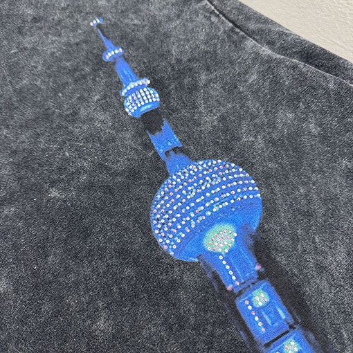 アレキサンダーワン alexanderwang 上海スカイラインクリスタルラインストーン半袖Tシャツ