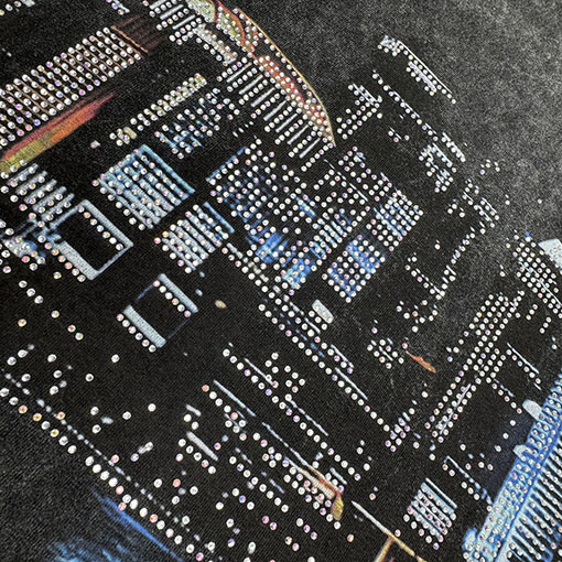 アレキサンダーワン alexanderwang 上海スカイラインクリスタルラインストーン半袖Tシャツ