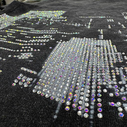 アレキサンダーワン alexanderwang デジタル直噴クリスタルホットフィックスラインストーン半袖Tシャツ