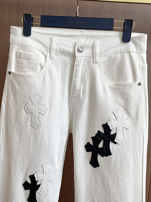 クロムハーツ 新しいパッチワークウォッシュデニムジーンズ