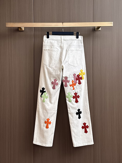 クロムハーツ ズボンの後ろパッチワークウォッシュジーンズ